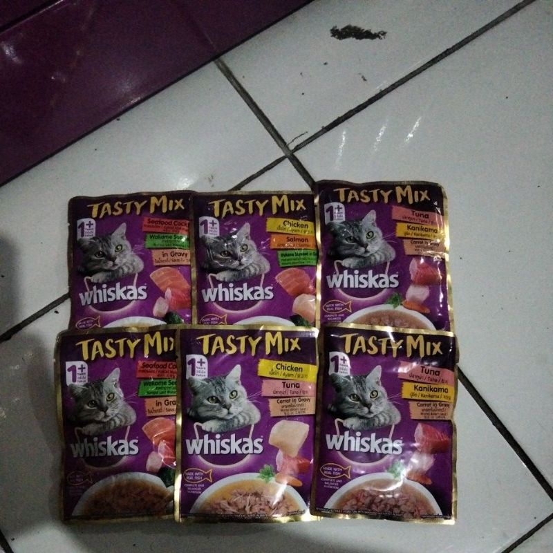 Whiskas Tasty Mix 1+ /whiskas pouch 80 gr Makanan kucing basah