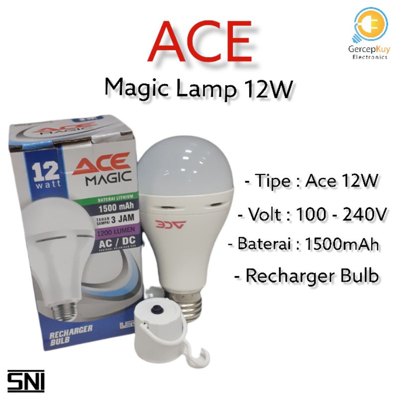 Lampu LED EMERGENCY ACE 12 Watt Putih E27