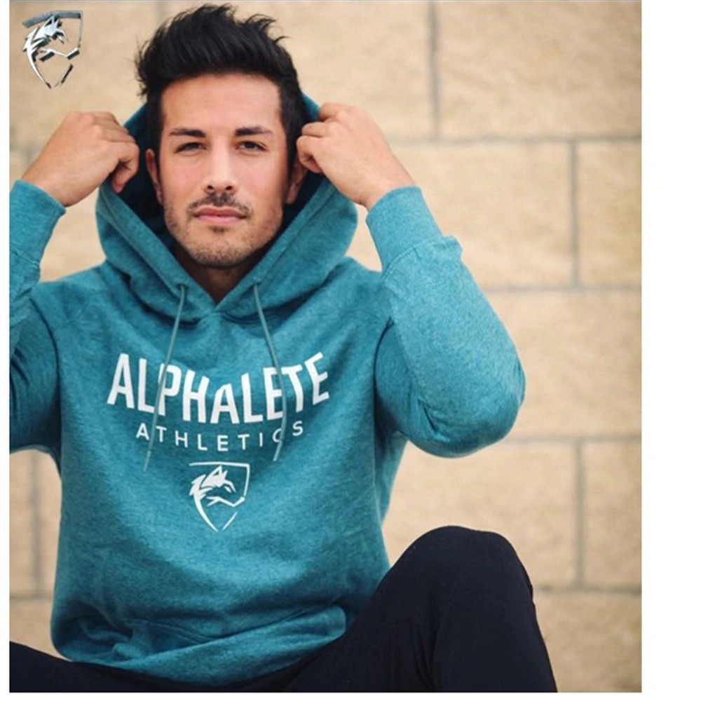Terlaris Alphalete Pria Gym Hoodie Gym Kebugaran Binaraga Sweatshirt CrossFit Pullover Pakaian