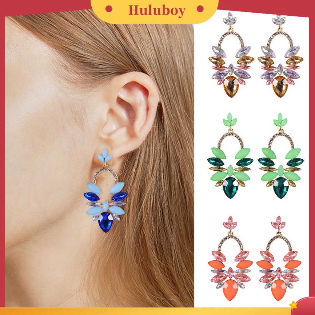 Hu Hu Hu Hu Hu Alat Bantu Pasang Kacamata♡ 1 Pasang Anting Stud Berlian Imitasi Bentuk Tetesan Air Warna Permen Untuk Wanita