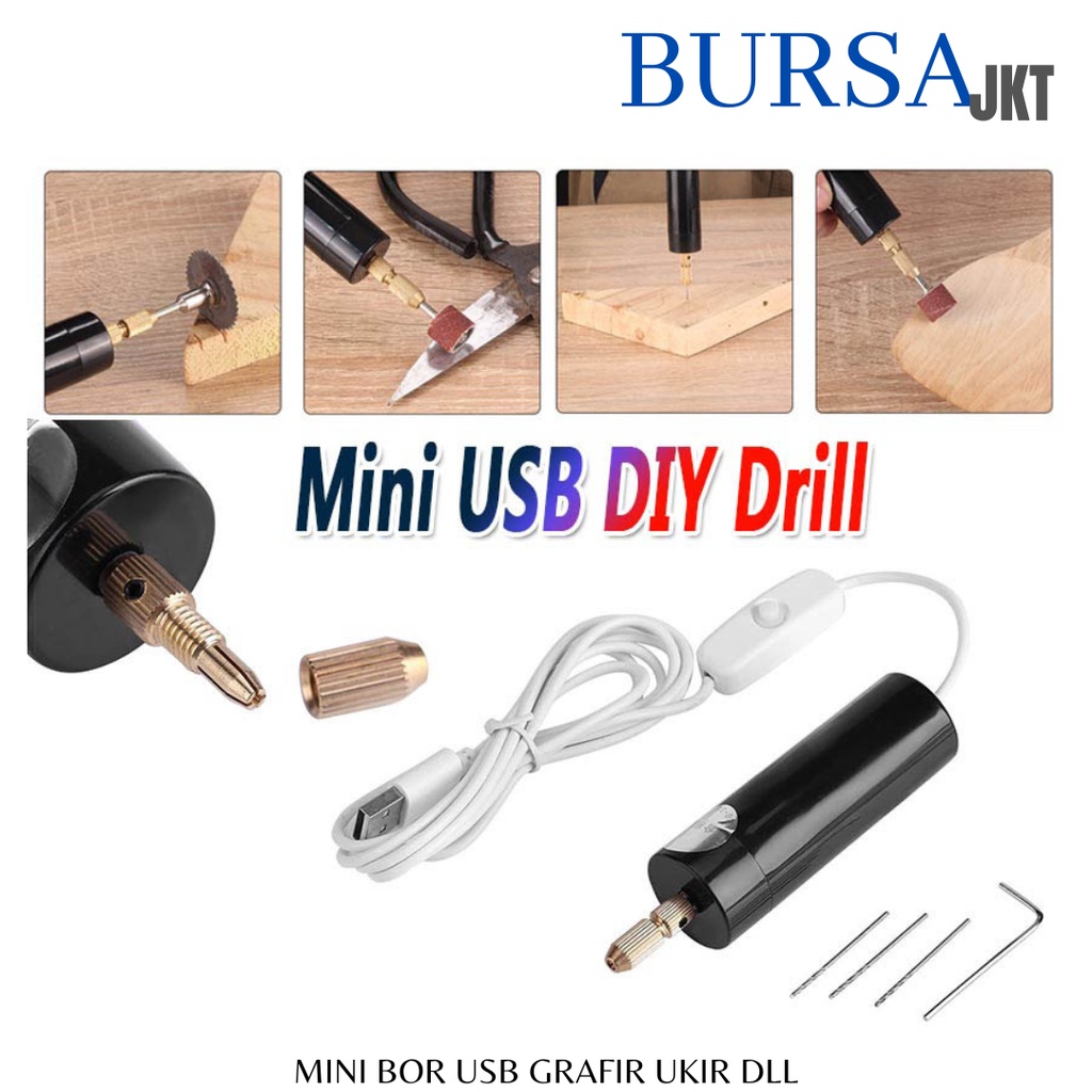 MESIN BOR MINI LISTRIK USB 5V BOR TANGAN DRILL CHUCK 13000 RPM GRAFIR TUNER NAIL ART DLL