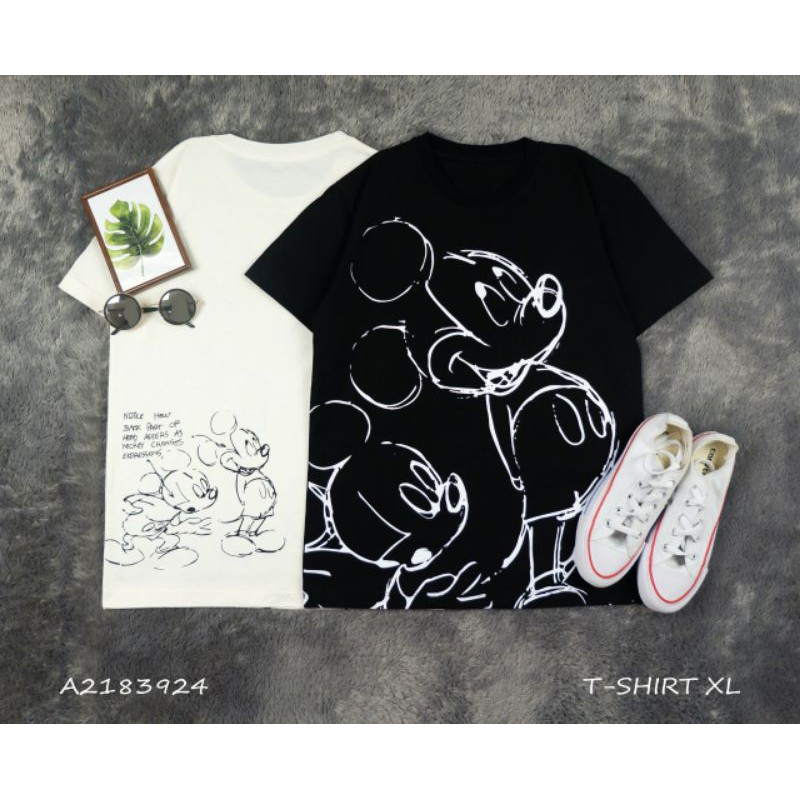 Kaos Katun Lengan Pendek Short Sleeve Tshirt Motif Mickey Mouse Sketch Bahan Cotton Combed 30 S Shopee Indonesia