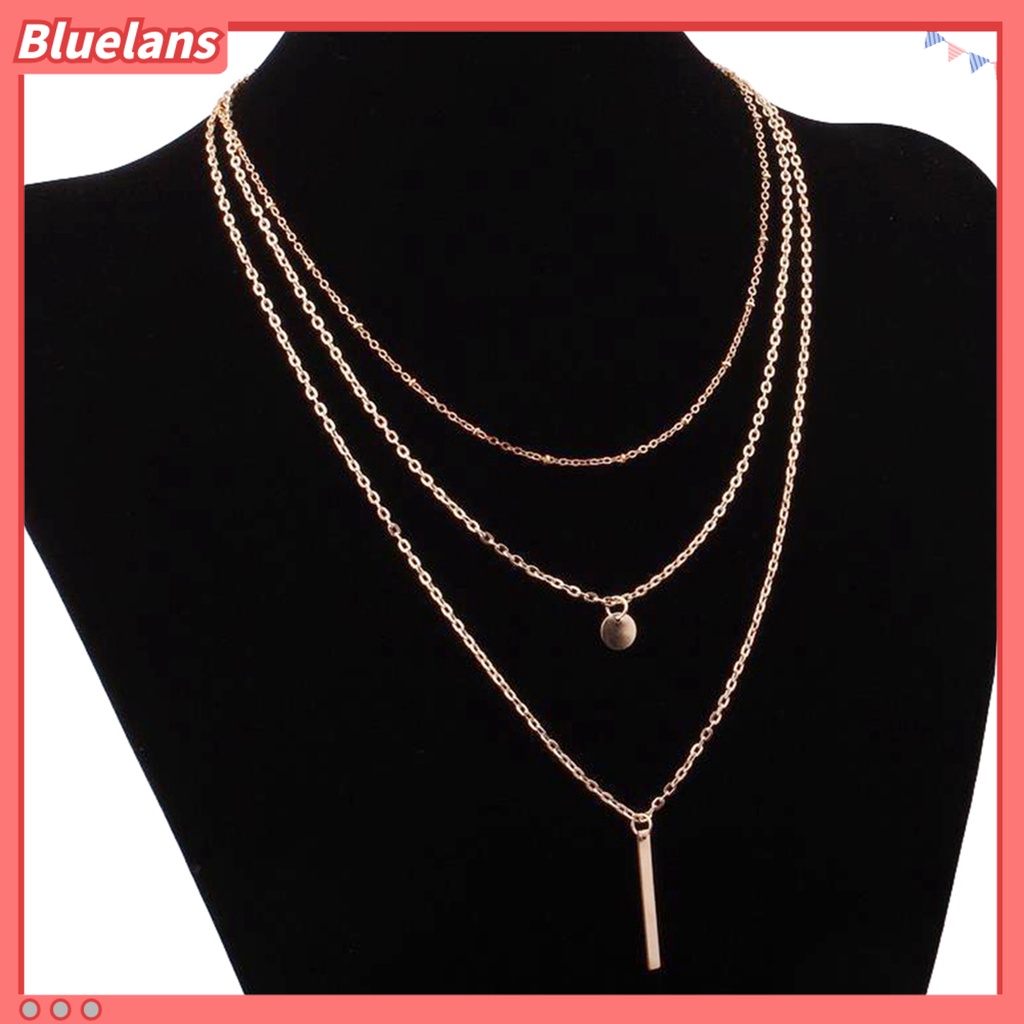 Bluelans Necklace Lightweight Three Layers Alloy Multi-Layer Long Necklace