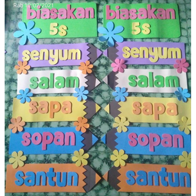 hiasan dinding/ dekorasi dinding 5 S sekolah sponsati