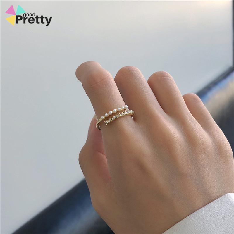 Fashion Desain Pembukaan Cincin Mutiara Sederhana, Cincin Jari Telunjuk yang Dipersonalisasi - PD