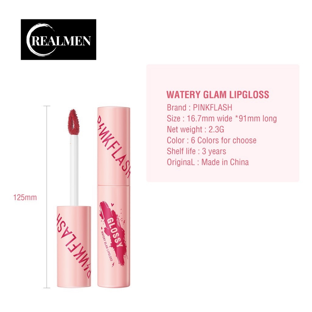 (RM) READY PINKFLASH Watery Glam Lip Gloss Super Glossy Shiny Lip Tint  Moisturizing Non Sticky Long Lasting - PF WATERY GLAM LIP