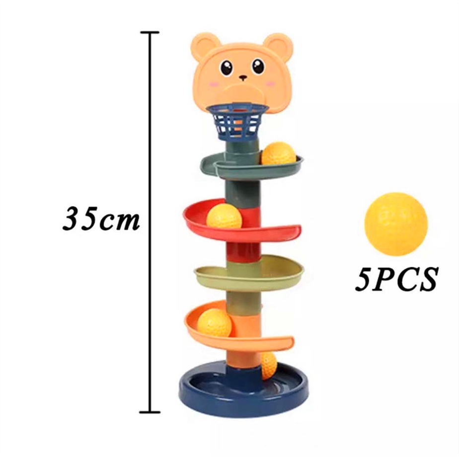 Mainan Menara Bola Geser 3 / 5 / 7 / 9 Lapis Bentuk Beruang Untuk Edukasi Anak