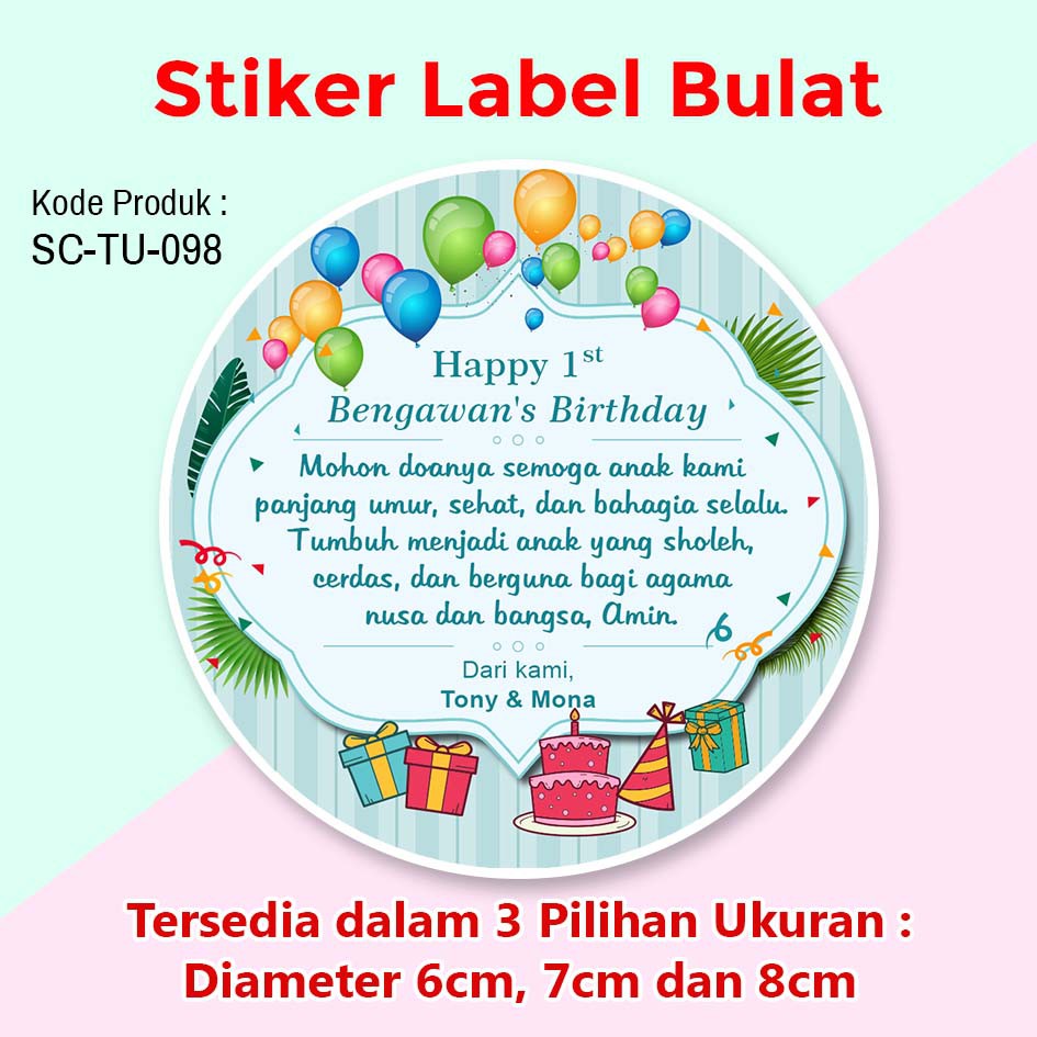 Stiker Label Ulang Tahun Anak Tumpeng Mini Souvenir Balon Balon Shopee Indonesia