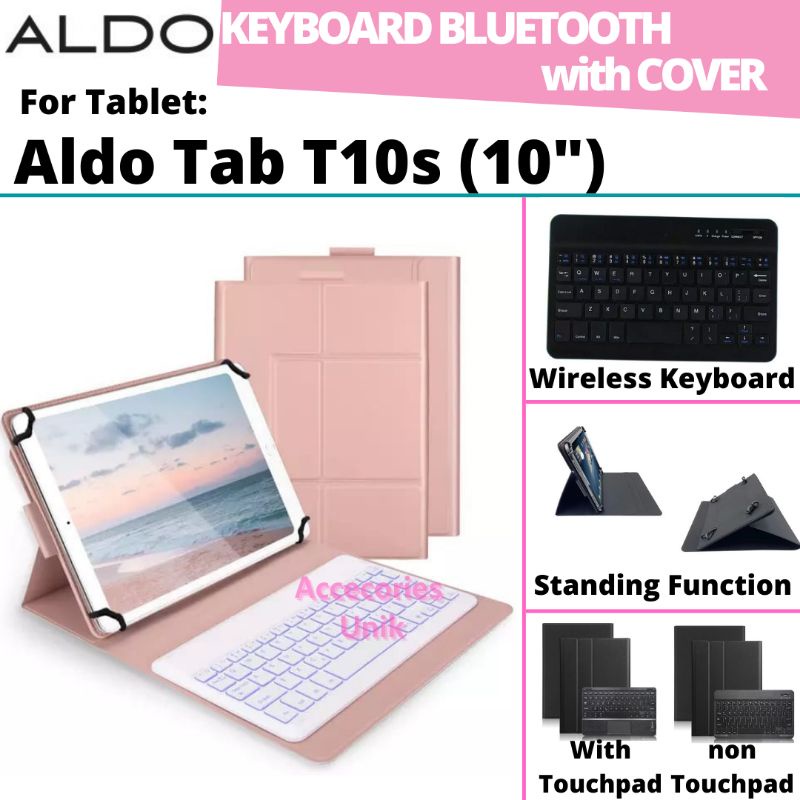 Aldo Tab Tablet T10s 10" Book Cover Keyboard Wireless Bluetooth Flip Stand Case Casing