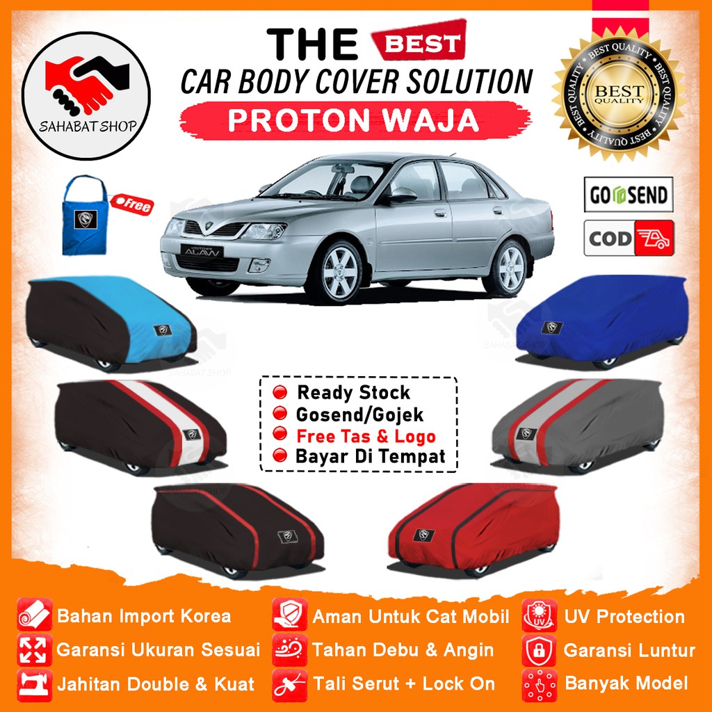 Sahabat Body Cover Mobil Waja / Sarung Penutup Proton Waja Outdoor / Selimut Mantel Pelindung Tutup Jas Mantol Terpal  Pembungkus Kelambu Kerudung Kerodong Tutupan Bungkus Mobil Sedan Waja Anti Air Waterproof Model Orange