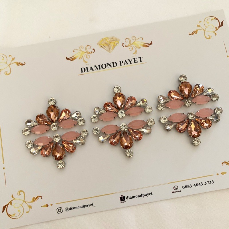 Diamond Payet rangkai peach doff kancing
