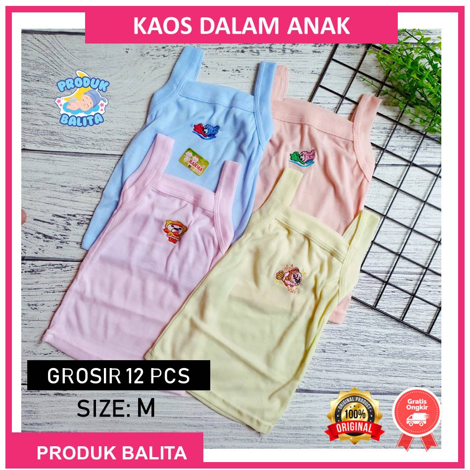 Grosir 12 Pcs Kaos Dalam Anak Laki-laki Perempuan Ukuran M Kaos Singlet Anak Murah