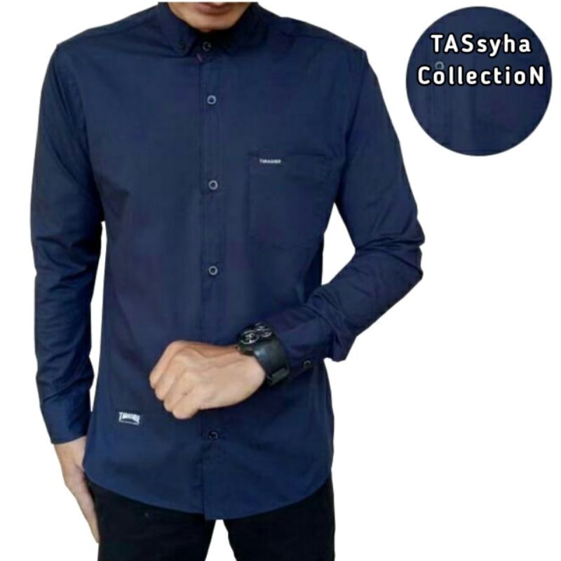 Kemeja Merah Maroon / Kemeja Pria / Kemeja Lengan Panjang / Kemeja Polos-BIRU NAVY