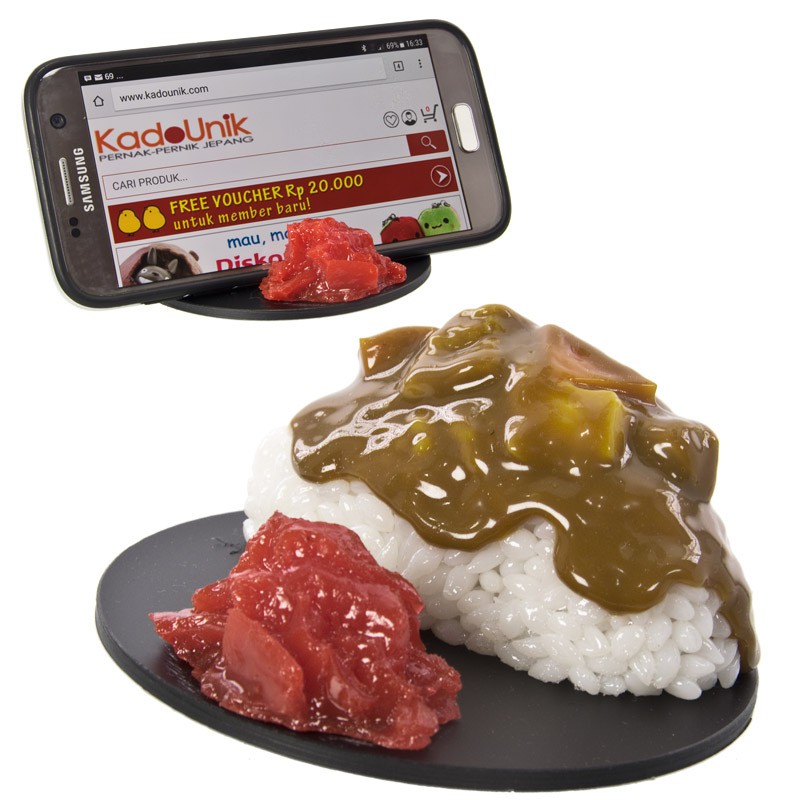 Dudukan HP replika makanan Jepang - Nasi Kari