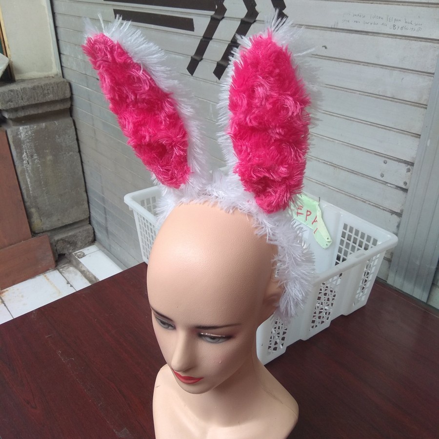 bando kelinci bulu kawat / bunny ears kain rasfur all size kostum