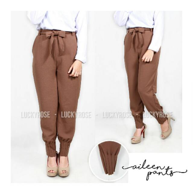 Jogger, Celana Jogger Wanita, Celana Aladin Celana Joger Polos Karet Bawah ribbon pants celana pita