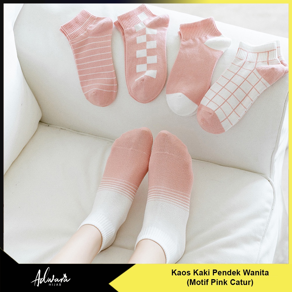 Kaos Kaki Pendek Wanita Semata Kaki Motif Pink Catur Feminim