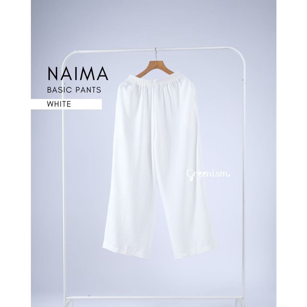 Naima Kulot Basic Pants Greenism Celana Warna Putih