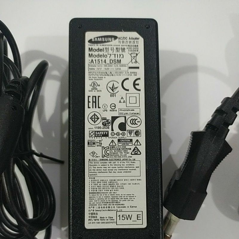 adaptor charger monitor TV LED lcd Samsung 14v 1.072 a  15w original