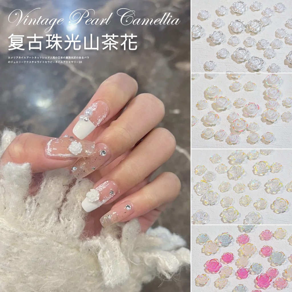 Hiasan Kuku Nail Art 3D Mutiara Motif Bunga untuk dekorasi Nail Art, Nail Pearl Nail Art/Aksesoris Nail Art/Hiasan Kuku Mutiara