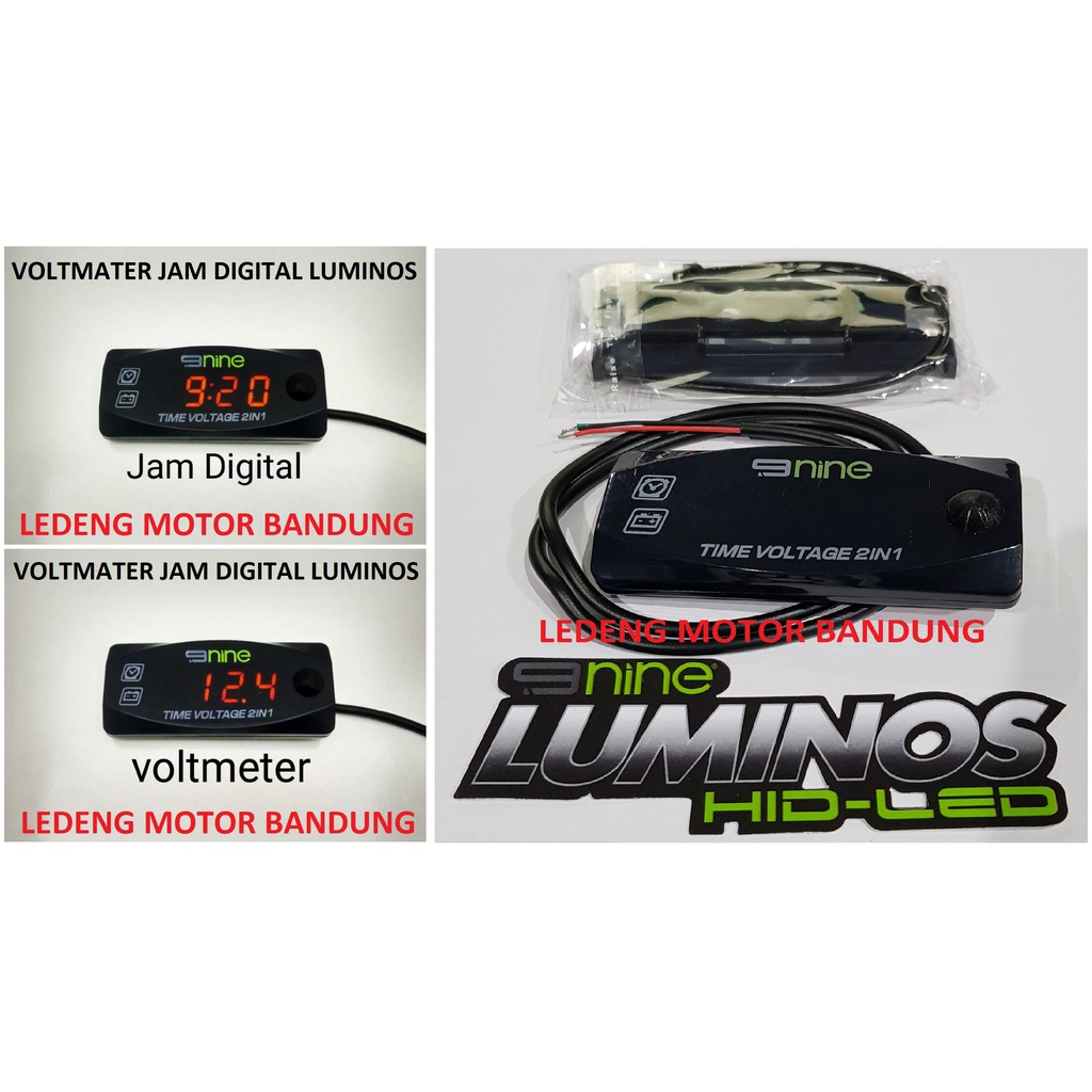 Voltmeter Jam Digital 9Nine Luminos Time Voltage 2in1 Frame Waterproof