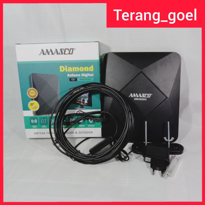 Antena TV indoor dan outdoor Digital TV AMC1071 AMC002DG Digital Amasco/ Anten TV +Chip booster