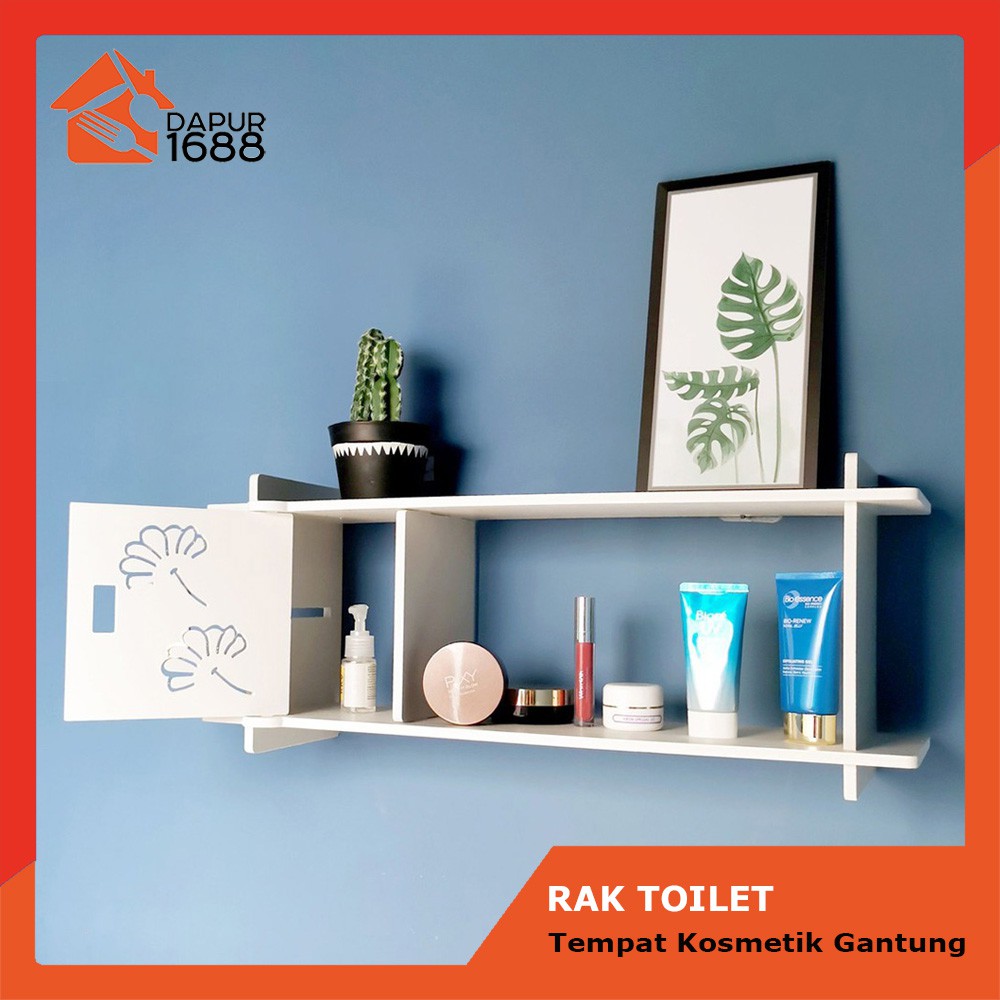 DIY Rak Gantung Toilet KERAMIK Rak Kosmetik Motif Bunga