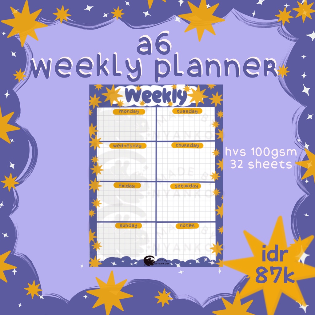 

A6 Weekly Planner - Midnight Moon Sky