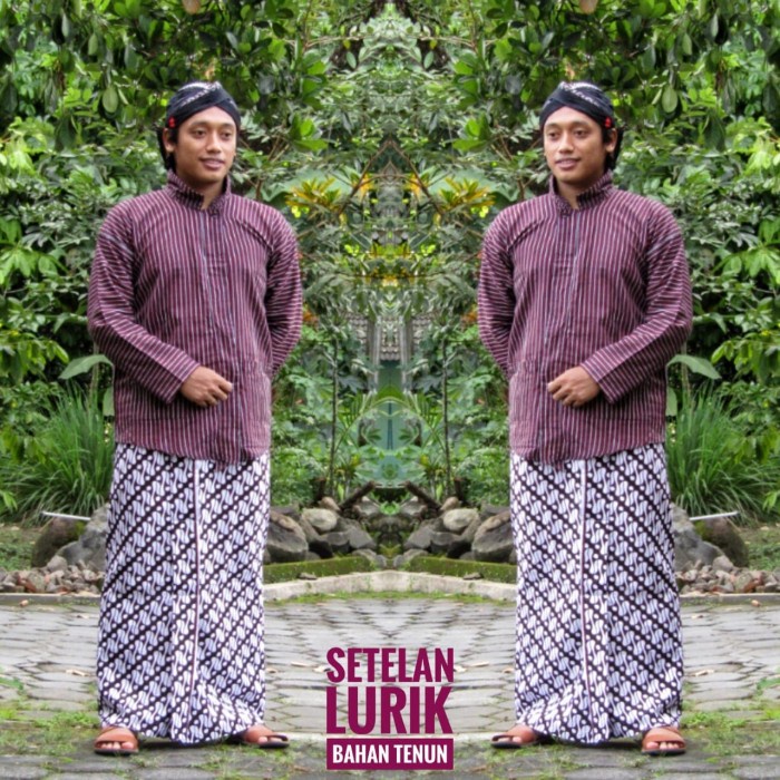 WS Baju Lurik Pria Adat Jawa Lengkap / Baju Surjan Lurik Pria Lengkap - Hijau, M
