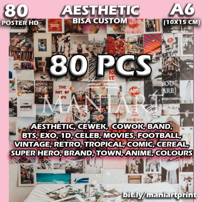 

Paket Custom/Random 80 Poster Aesthetic Ukuran A6 Art Paper Tebal - Custom