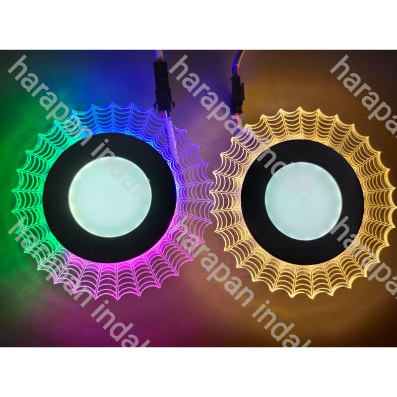 DOWNLIGHT LED PANEL 2 WARNA 3+3 WATT BULAT PUTIH / RGB WARNA