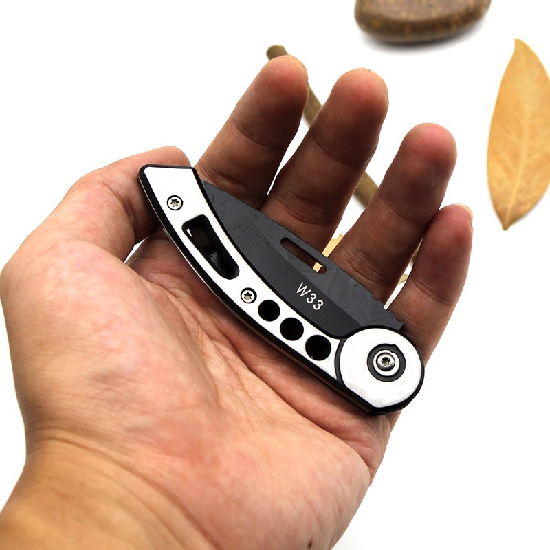 KNIFEZER Pisau Saku Lipat Mini Serbaguna Portable Knife Survival Tool - Black