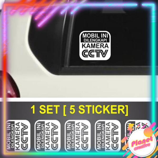 STIKER CUTTING STICKER MOBIL TOKO RUMAH - CCTV [1 SET= 5 STIKER] - Putih