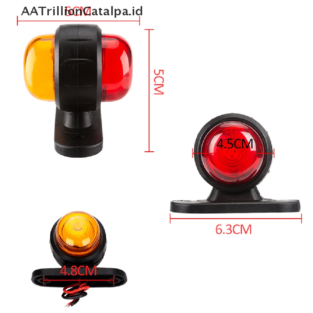 Aatrillioncatalpa 2pcs Lampu LED 12V Warna Merah Amber Untuk Samping Truktrailervanbus