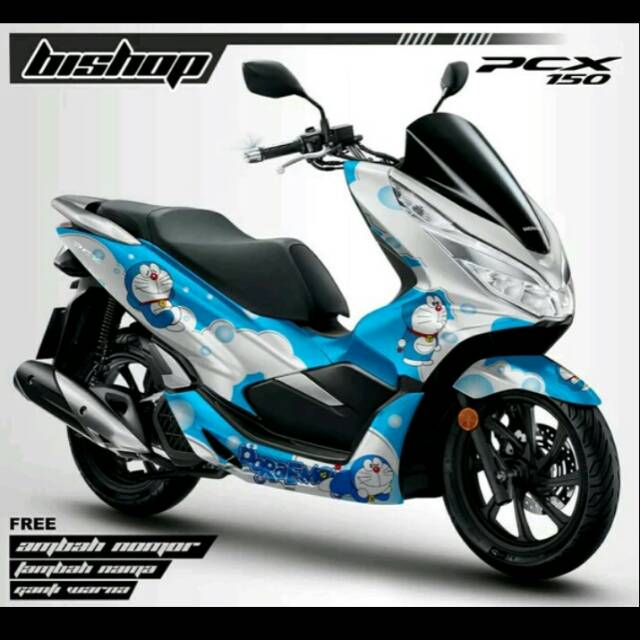 Decal sticker pcx 150 biru putih doraemon full body