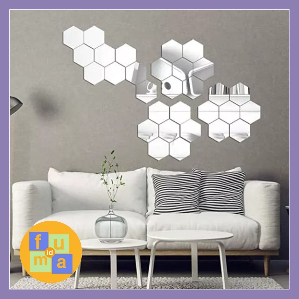 Stiker Cermin Kaca Hiasan Dinding Hexagonal / Hexagonal Mirror square mirror Mirror Acrylic