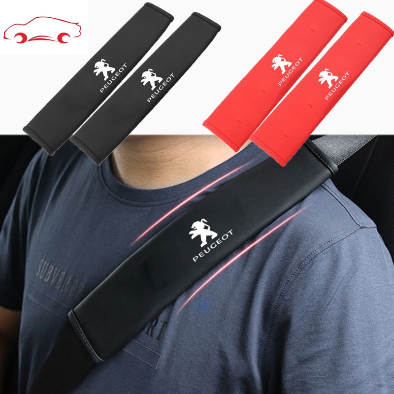 Car Seat Belt Cover Universal Auto Leather Shoulder Cushion Protector Strap Safety Belt For Peugeot 308 206 208 3008 508 408 207 406 405 407 2008 5008 306 307 RCZ