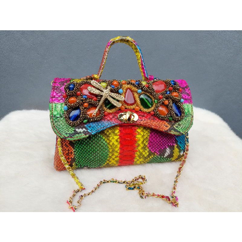 clutch kulit ular asli / clut pesta piton /keluth ular piton