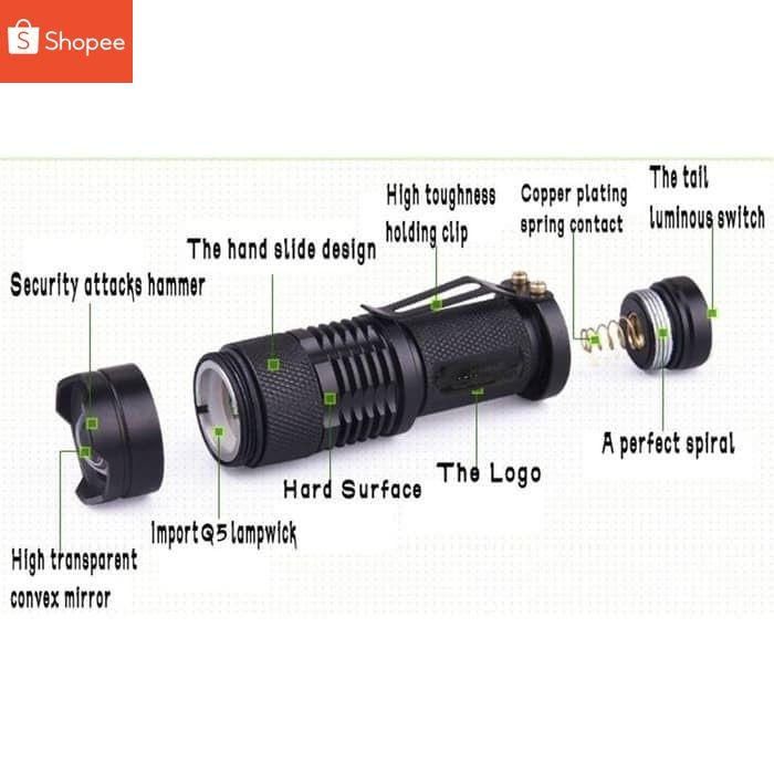 Pocketmen SENTER LED FLASHLIGHT 2000 lumens WATERPROOF Professional