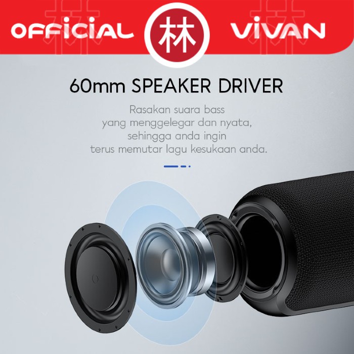 Vivan VS12 360° Surround Sound IP6X Waterproof Speaker Bluetooth 5.0