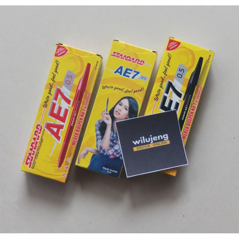 

Pulpen AE7 Standard Alfa Tip 0.5 Hitam / Biru / Merah (pcs) (10gr)