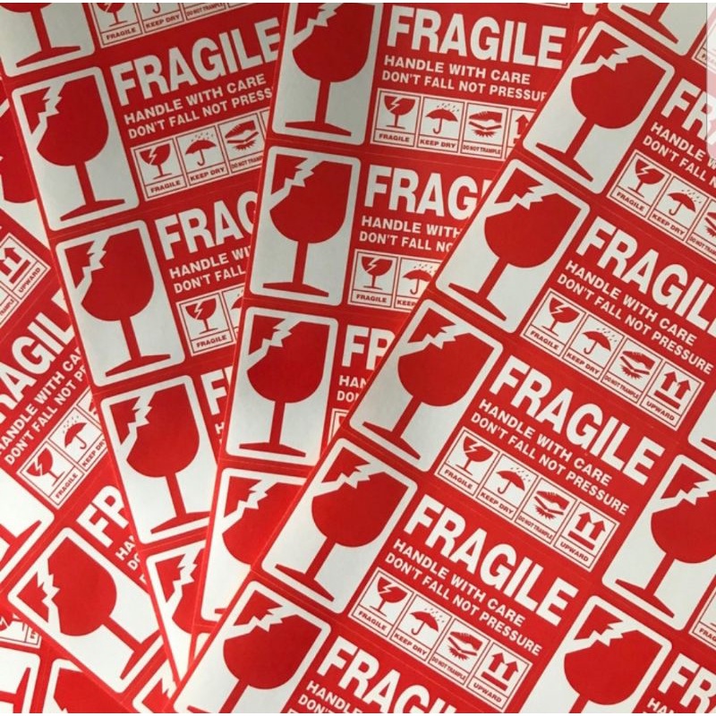 STICKER FRAGILE MENGKILAT GLOSSY 5 x 9 cm