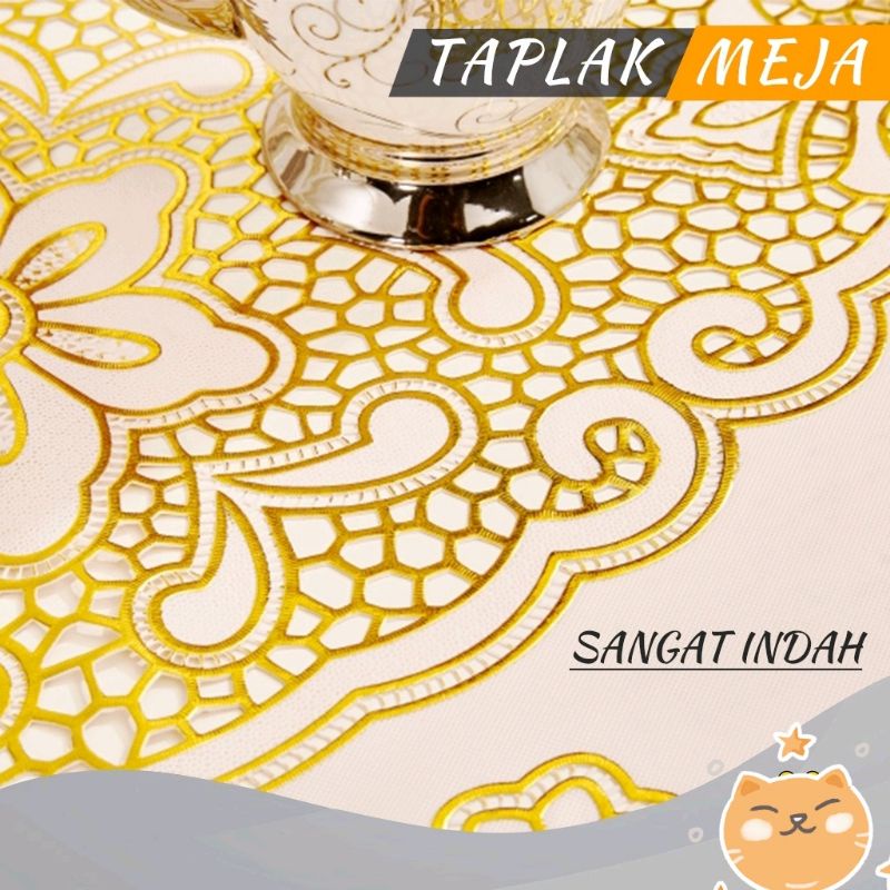 Taplak Meja Tamu Gold Kotak Dan Oval Table Mat Ukiran Taplak meja minimalis