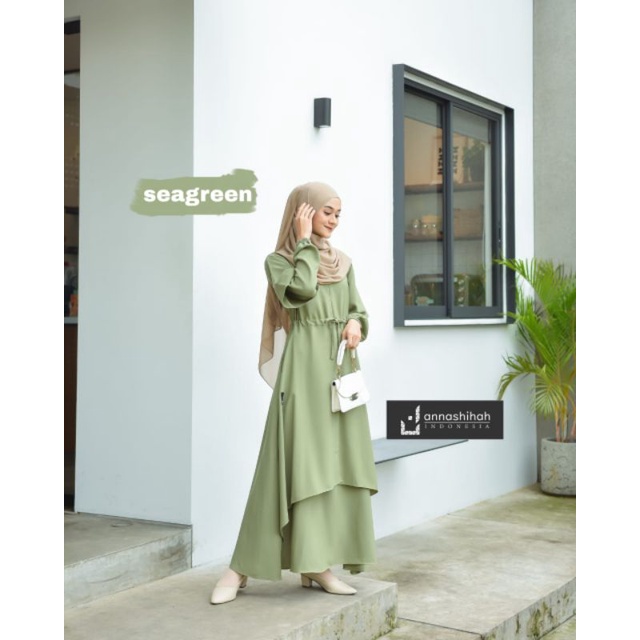 Azmiza Dress Gamis Label Annashihah / Gamis Yorist Fluid / Baju Gamis Wanita / Fashion Trendy Kekinian