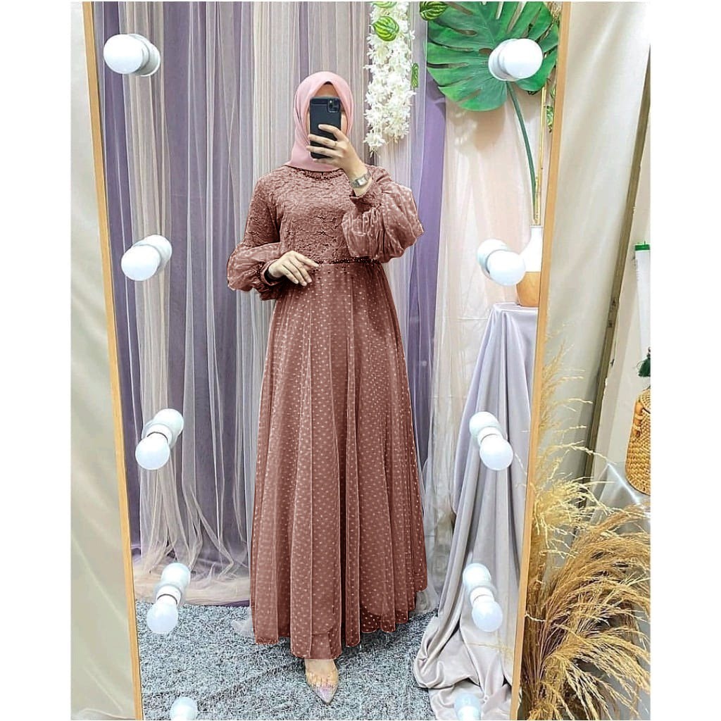 O2 Fashion / Maxi salsa longdress / bisa cod / gamis tile brukat model terbaru
