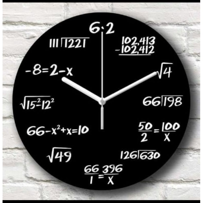 JAM DINDING KAYU UNIK RUMUS MATEMATIKA