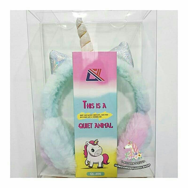 Headphone Hetset Earphone Anak Earset Kids Unicorn Bulu