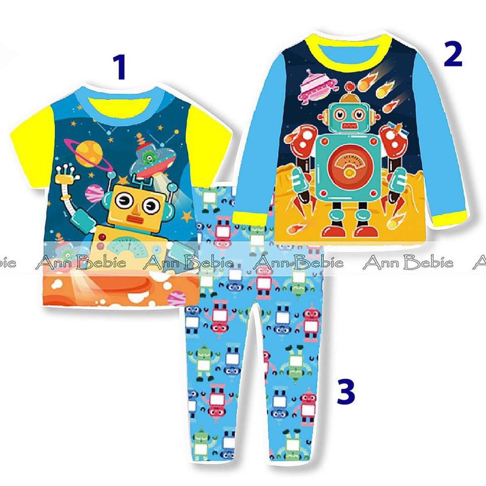 Piyama Anak Premium MR ROBOT Set 3in1 (baju 2 pcs, celana)