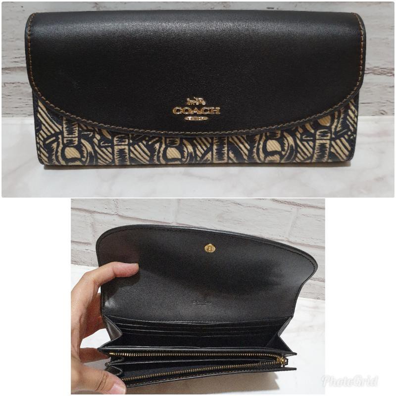 dompet coach slim envelope wallet black multi