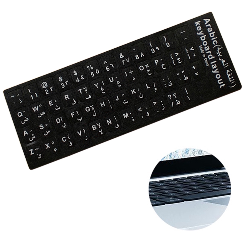  Stiker Keyboard Arab  Tahan Lama Tahan Air Warna Hitam 